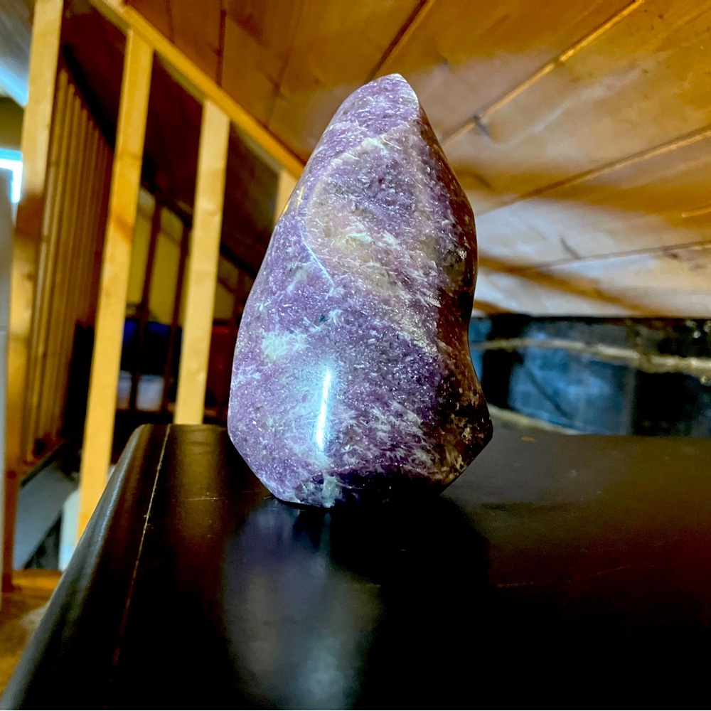 Lepidolite crystal flame